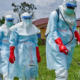 Health workers in DRC disinfect an area after handling Ebola patients in Eastern DRC. PHOTO/ WHO