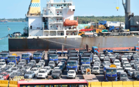 A ship vessels at the port of Mombasa with several imported vehicles on board awaiting offloading and clearance. PHOTO/ File