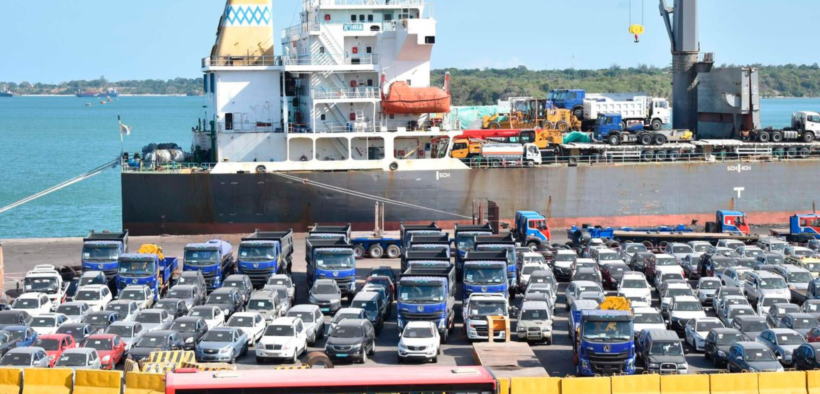 A ship vessels at the port of Mombasa with several imported vehicles on board awaiting offloading and clearance. PHOTO/ File