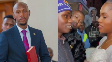 A photo collage of Geoffery Mosiria and Kiprop and Chebet during their Eldoret Street Wedding. PHOTO/ Mosiria/ Screengrab