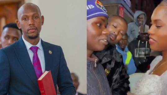 A photo collage of Geoffery Mosiria and Kiprop and Chebet during their Eldoret Street Wedding. PHOTO/ Mosiria/ Screengrab