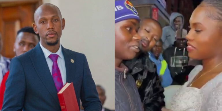 A photo collage of Geoffery Mosiria and Kiprop and Chebet during their Eldoret Street Wedding. PHOTO/ Mosiria/ Screengrab
