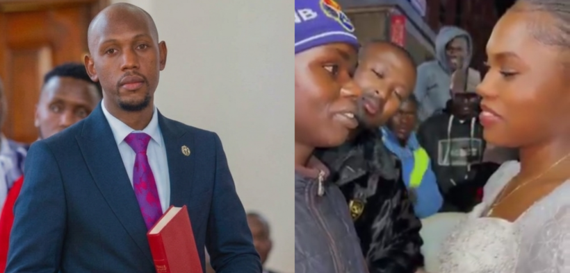 A photo collage of Geoffery Mosiria and Kiprop and Chebet during their Eldoret Street Wedding. PHOTO/ Mosiria/ Screengrab