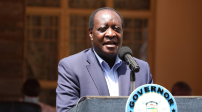 Vihiga County governor Wilber Ottichilo in a past public address at the county headquarters in Vihiga. Photo/ file