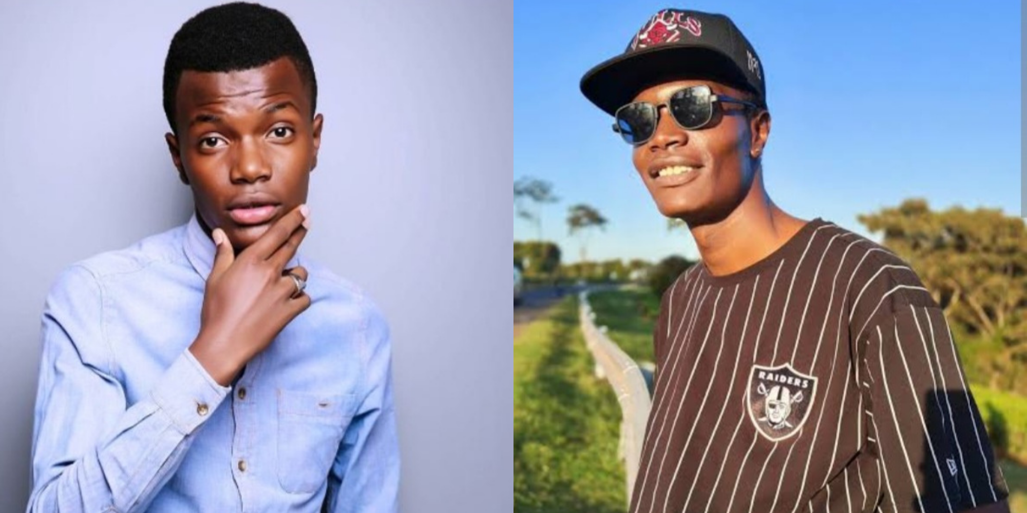 A photo collage of Tyler Mbaya (Baha) showing him before and after exit from Machachari. PHOTO/ Tyler Mbaya Ig