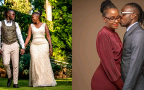 A photo collage of Guardian Angel and his wife Esther Musila during their Wedding on January 4, 2022, in a private ceremony held on his birthday and a photo of them during a photoshoot. PHOTO/ Guardian Angel