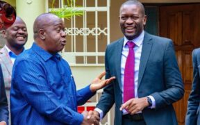 Nairobi Senator and Linda Mwananchi flagbearer Edwin Sifuna shakes hands with Jubilee Deputy Party Leader Fred Matiang'i after a meeting in Karen on July 22, 2026. PHOTO/ Sifuna X.