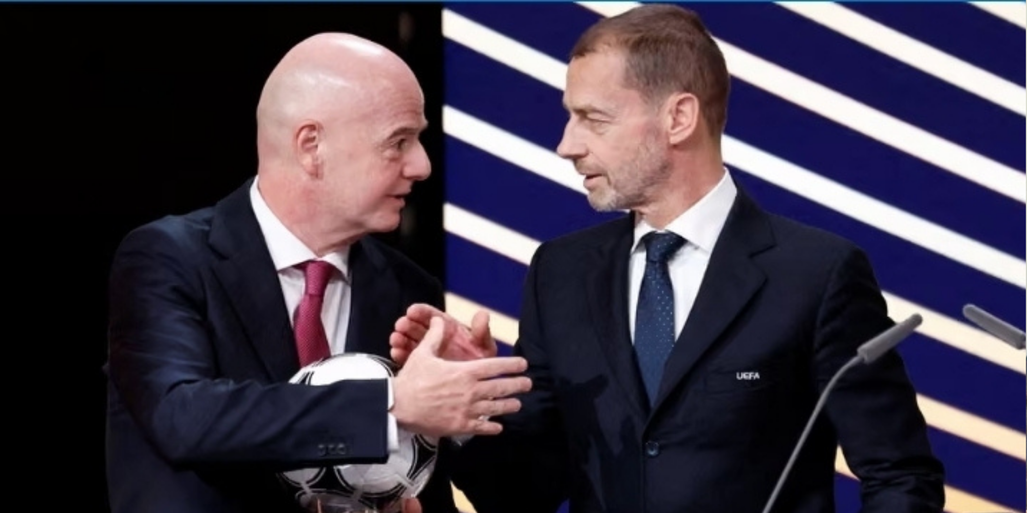 A photo of UEFA president Aleksander Ceferin (right) and Fifa president Gianni Infantino. PHOTO/Benoît Tessier, Reuters