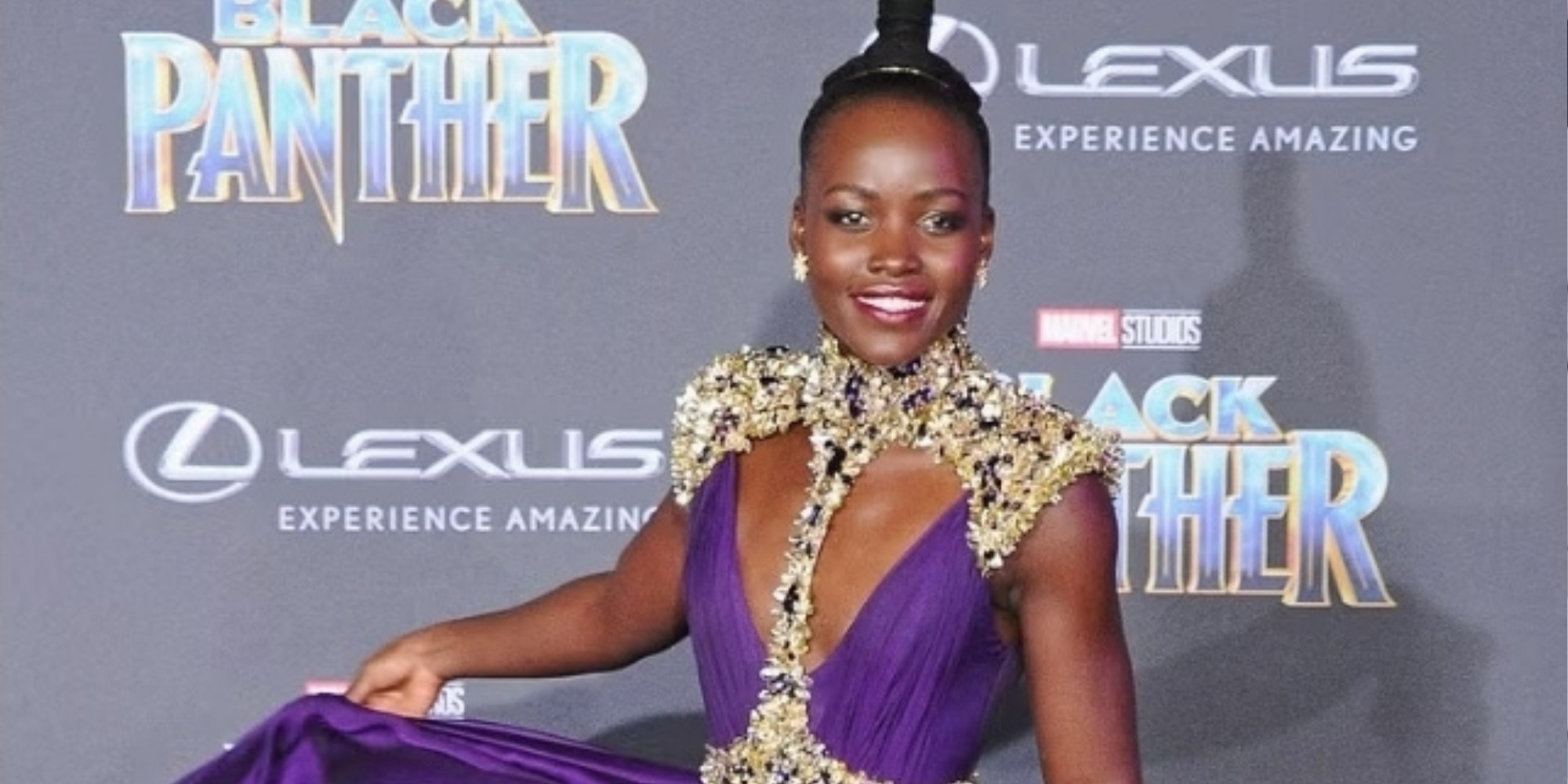 A photo of Lupita Nyong’o at the Los Angeles premiere of Black Panther in January 2018. PHOTO/Jon Kopaloff, Getty Images