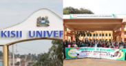 A photo collage of the entrance to Kisii University and Dedan Kimathi University. PHOTO/ Kisii University FB/ Dedan Kimathi University FB