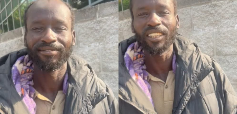 A collage photo of Nicodemus Imus the kenyan man living in the streets of US when pleading for help. Photo Courtesy
