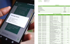 A collage photo showing an M-pesa statement and someone transacting . Photo/ Courtesy
