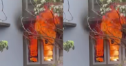 A fire outbreak at Lotus HouseNairobi PHOTO/FB