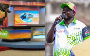 A photo collage of Citizen TV studio and former DP Rigathi Gachagua