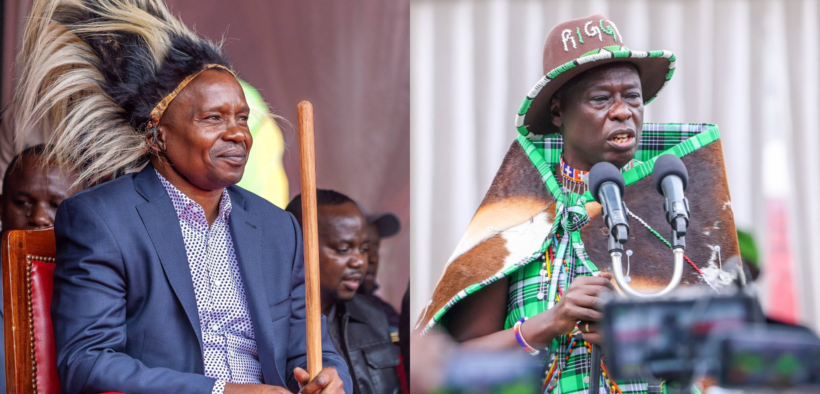 A photo collage of DP Kithure Kindiki and DCP leader Rigathi Gachagua