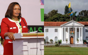 A photo collage of TSC CEO Evaleen Mitei and State House Nairobi (1)