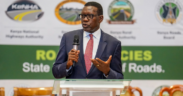 A photo of Cabinet Secretary for Roads and Transport Davis Chirchir speaking during the meeting on paying contractors in Kenya . Photo/ Roads and Transport department / X