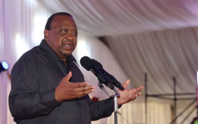 A photo of former president Uhuru Kenyatta speaking during a past event . Photo/ Courtesy