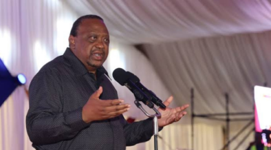 A photo of former president Uhuru Kenyatta speaking during a past event . Photo/ Courtesy