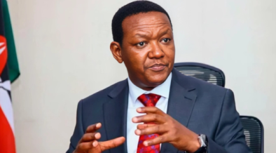A photo of the cabinet secretary for ministry of lab our Dr , Alfred Mutua at his office addressing the public. Photo/ Alfred Mutua