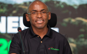 A photo showing Peter Ndegwa , the CEO of Safaricom during a past Annual General Meeting . Photo/ Safaricom