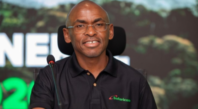 A photo showing Peter Ndegwa , the CEO of Safaricom during a past Annual General Meeting . Photo/ Safaricom