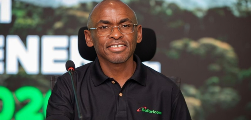 A photo showing Peter Ndegwa , the CEO of Safaricom during a past Annual General Meeting . Photo/ Safaricom