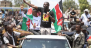 A photo showing Sifuna and Babu during a Linda Mwananchi rally in Trans nzoia . Photo File