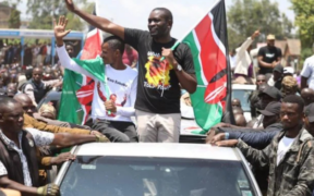 A photo showing Sifuna and Babu during a Linda Mwananchi rally in Trans nzoia . Photo File