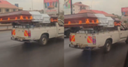 A photo showing uncovered coffin being transported on road. Photo/ Mosiria