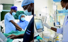 A screengrab showing doctors performing the pacemaker surgery on the patient at Mwai kibaki hospital in Othay . Photo/ Ministry of Health