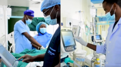 A screengrab showing doctors performing the pacemaker surgery on the patient at Mwai kibaki hospital in Othay . Photo/ Ministry of Health