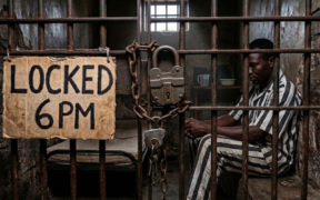 An AI-generated photograph showing a man seated inside a cell. PHOTO: Gemini