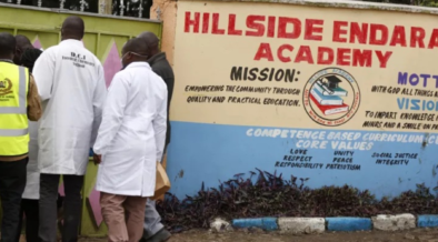 Directorate of Criminal Investigation Officers enter the Hillside Endarasha PHOTO/KNA