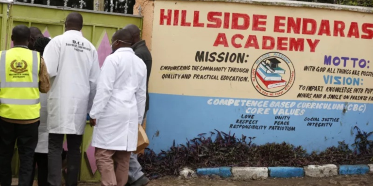 Directorate of Criminal Investigation Officers enter the Hillside Endarasha PHOTO/KNA