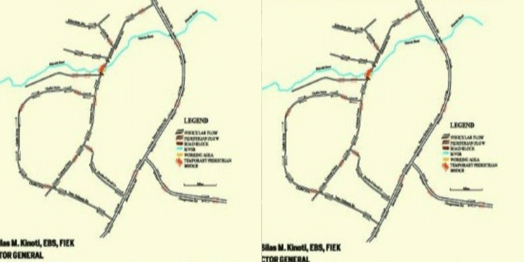 A photo showing KURA’s traffic management map ahead of the partial closure of Convent Drive in Lavington. PHOTO/KURA