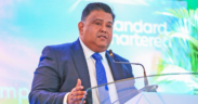 Standard Chartered Bank Kenya Managing Director and Chief Executive Officer Birju Sanghrajka addresses stakeholders during the release of the bank's H1 2026 financial results in Nairobi on August 19, 2026. PHOTO/ File