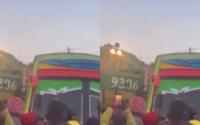Screengrabs from the aftermath of the collision after a train collided into a PSV Bus in Githurai. PHOTO/ Screengrab