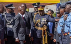 President William Ruto inspecting the new police uniform at Kiganjo, Nyeri County, on August 28, 2026.Photo/ PCS