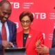 Diamond Trust Bank (DTB) Chairman Linus Gitahi, Group CEO Nasim Devji, and Finance & Strategy Director Alkarim Jiwa PHOTO/File