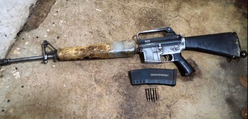 M16 riffle recovered in Isiolo during a multi-agency security operation. Photo/ DCI X.