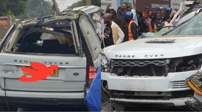 The white Range Rover that has got in to an accident PHOTO/X