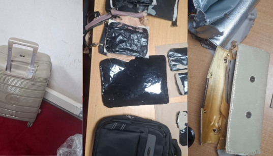 A collage photo of the intercepted cocaine at JKIA worth Ksh 13.5 Million. PHOTO/ DCI X