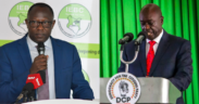 A photo collage of IEBC Chairperson is Erastus Edung Ethekon and former DP Rigathi Gachagua