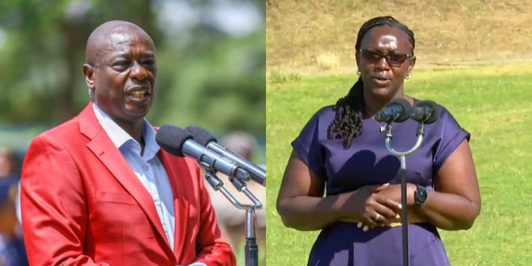 A photo collage of former DP Rigathi Gachagua and Gladys Wanjiru