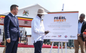 A photo showing President Museveni welcoming the Pearl Sweet crude blend. Photo Courtesy