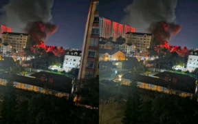 A photo showing fire at a garage along Ole Dume Road in Kilimani . Photo/ Mosiria