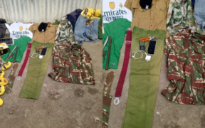A photo shows the recovered government stores, AP uniform during the Isinya operation. Photo/ DCI