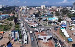 An aerial view of the flyover being built near Junction Mall along Ngong Road. Photo / KeNHA