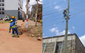 Photo showing Kenya Power team carrying out the transformer maintainance in Nairobi . Photo/ Kenya Power